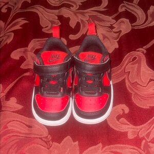 Nike Red and Black High-Top Sneakers with Velcro Straps